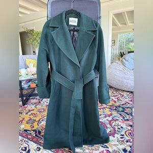 NWT Claudie Pierlot Women's Long Green Wool Coat